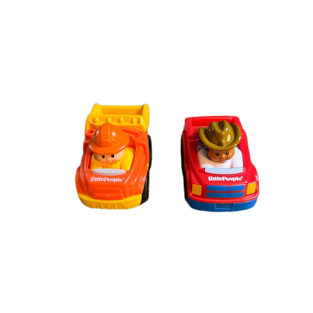 Fisher Price Little People Wheelies Dump Truck and Red Pickup Truck Set of 2